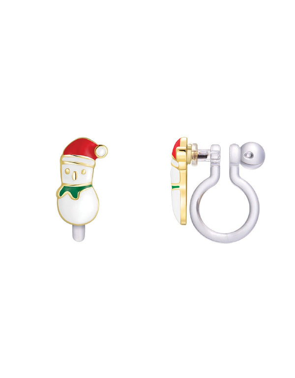 Snowman clip on earrings