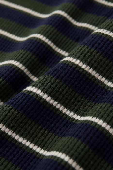 Organic Cotton Waffle Leith Long Sleeve Top - Maritime Grandeur Stripe