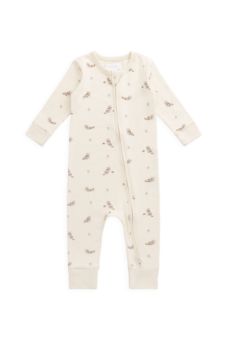 Organic Cotton Reese Zip Onepiece - Otter Buddies Tofu