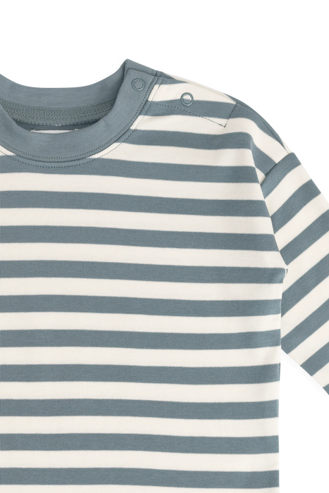 Pima Cotton Edward Long Sleeve Top - Essential Stripe Cloud/Honolulu