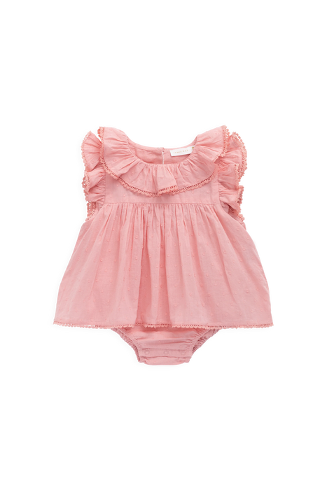 Organic Cotton Frannie Playsuit - Swiss Pink