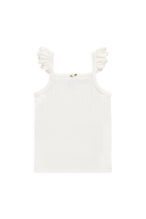 Organic Cotton Josephine Singlet - Sweet Heart Pointelle Parchment