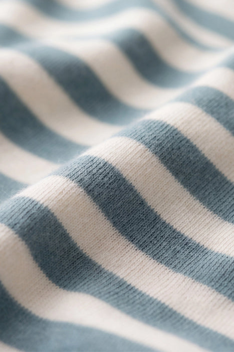 Pima Cotton Edward Long Sleeve Top - Essential Stripe Cloud/Honolulu