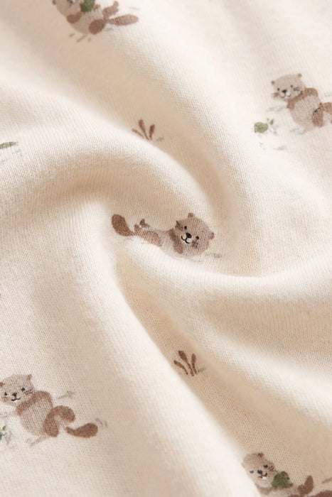 Organic Cotton Reese Zip Onepiece - Otter Buddies Tofu