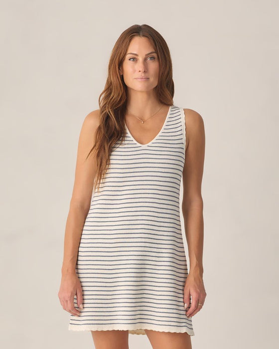 Crochet Tank Mini Dress - Marine Stripe
