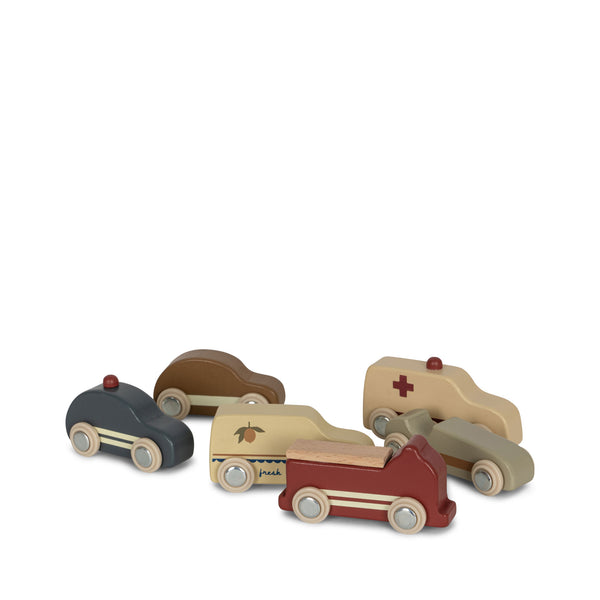 9 pcs Wooden Mini Car Set - Beige