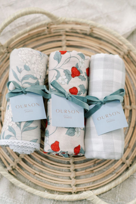 Organic Cotton Swaddle Blanket - Oat Gingham