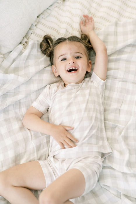 Organic Cotton Swaddle Blanket - Oat Gingham