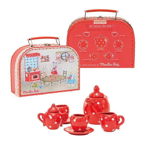 Red Ceramic Tea Set -Grande Famille