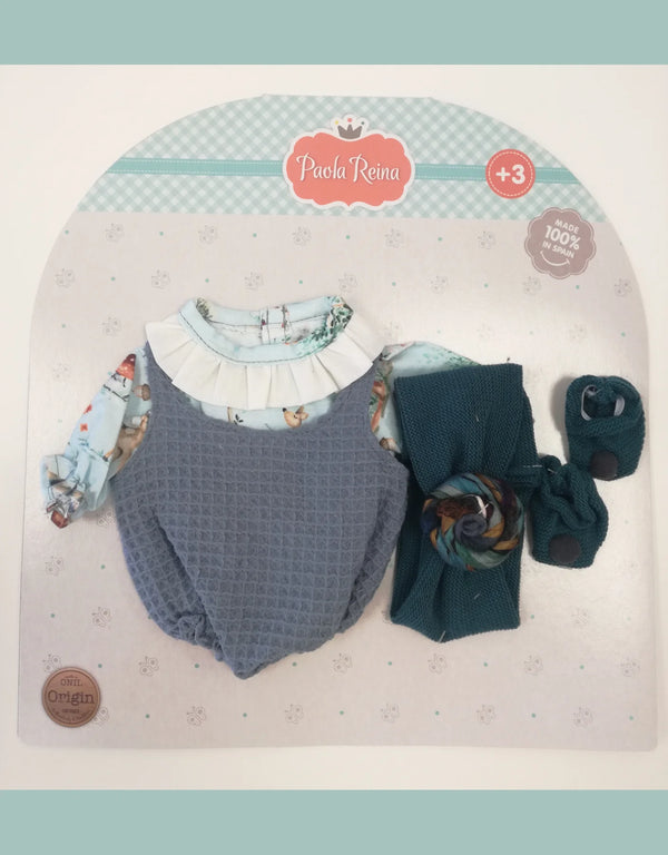 GORDIS DOLL CLOTHING - BLUE ROMPER WITH TURBAN HAT