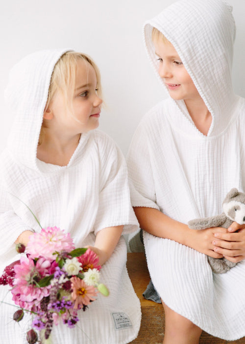 The Pebble | Kid's Muslin Poncho - Seashell