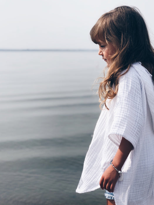 The Pebble | Kid's Muslin Poncho - Seashell
