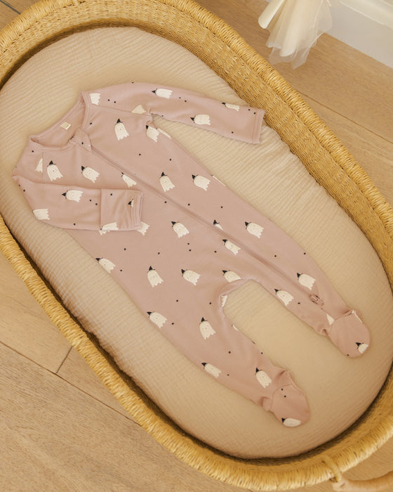 Bamboo Zip Footie || Pink Ghosts