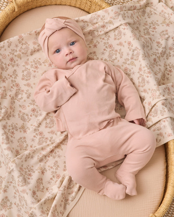 Wrap Top + Footed Pant Set Dusty Rose
