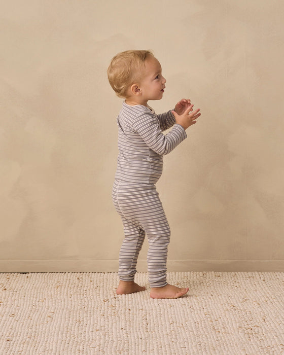 Ribbed Tee + Legging Set Slate Microstripe