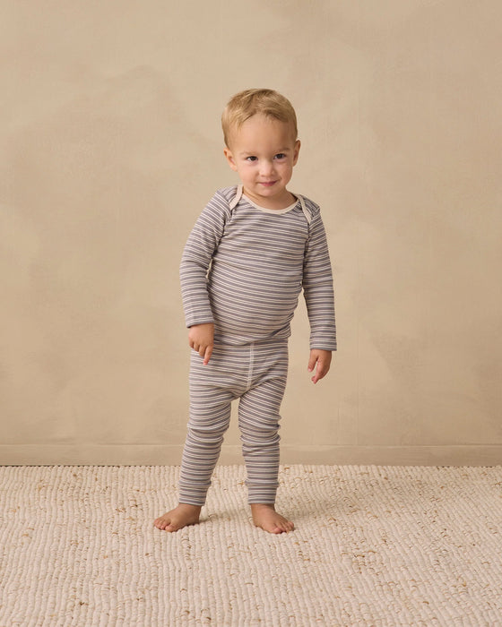 Ribbed Tee + Legging Set Slate Microstripe