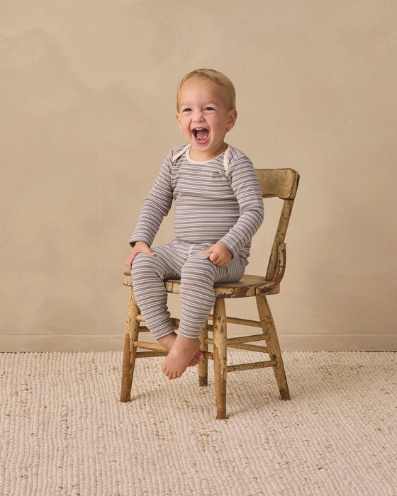 Ribbed Tee + Legging Set Slate Microstripe