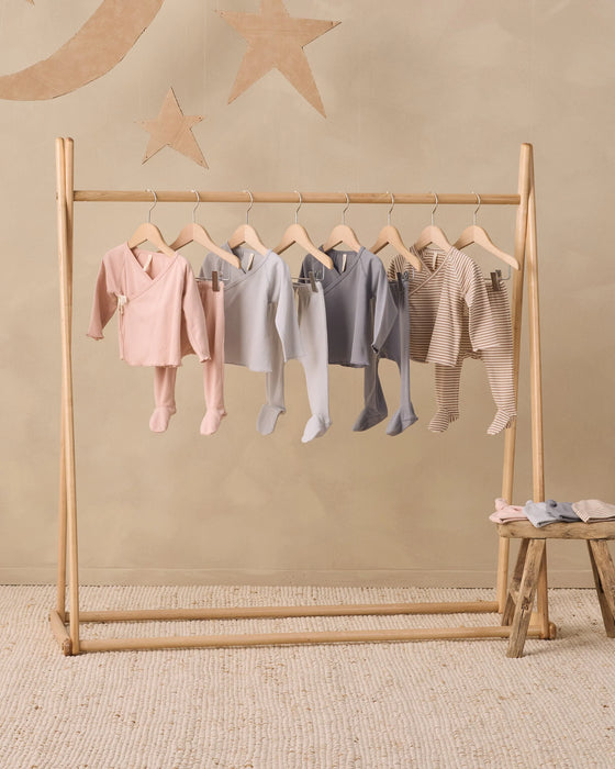 Wrap Top + Footed Pant Set Cloud