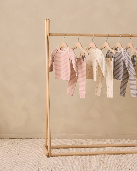 Ribbed Tee + Legging Set Dusty Rose Microstripe
