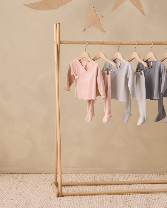 Wrap Top + Footed Pant Set Dusty Rose