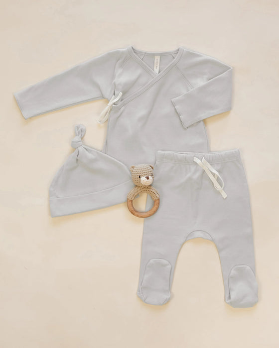 Wrap Top + Footed Pant Set Cloud