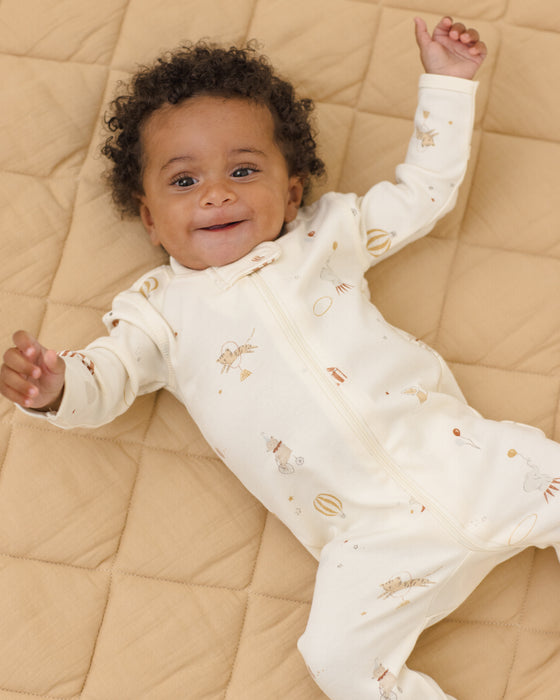 Zip Longsleeve Sleeper Footie Carnival - Ivory