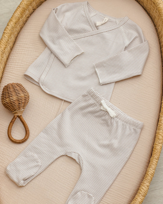 Wrap Top + Footed Pant Set Sky