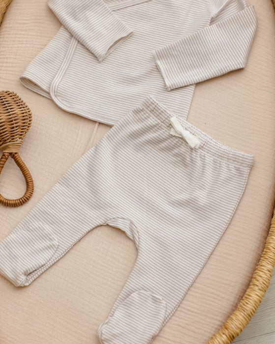 Wrap Top + Footed Pant Set Sky