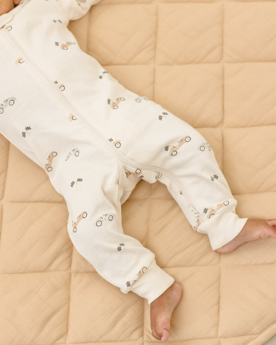 Zip Longsleeve Sleeper Race Car - Natural