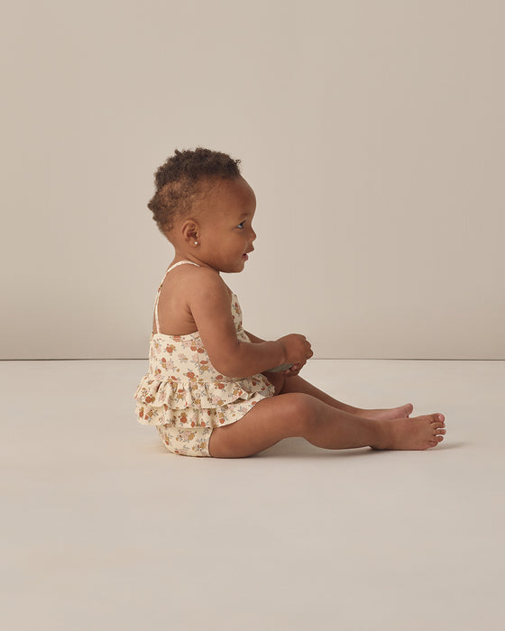 Ruffled One-Piece Swimsuit Bloom - Natural