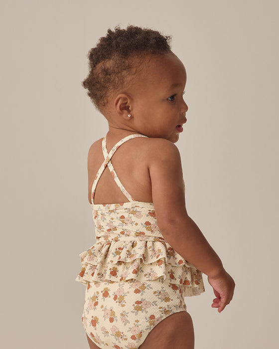 Ruffled One-Piece Swimsuit Bloom - Natural