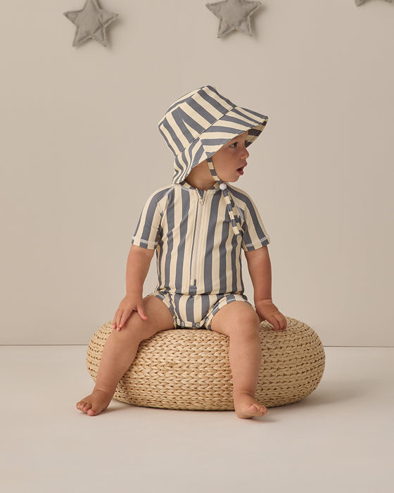 Zip Rashguard One-Piece Retro Ocean Stripe