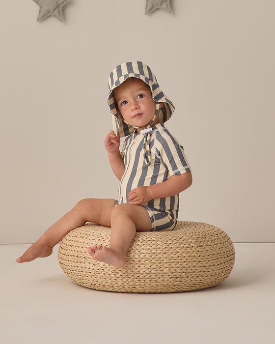 Zip Rashguard One-Piece Retro Ocean Stripe
