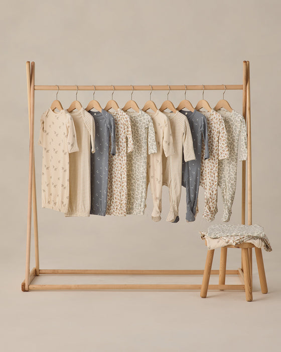 Bamboo Zip Footie Oat Gingham