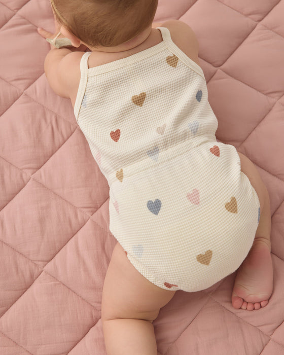 Waffle Cinch Romper Confetti Hearts
