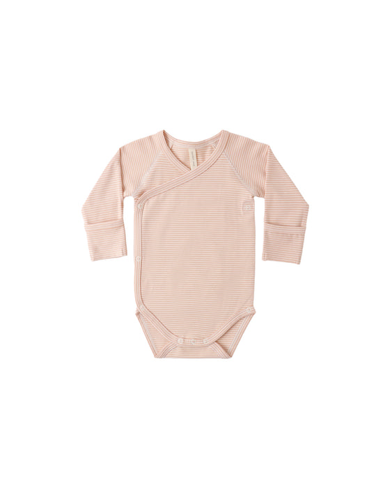 SIDE SNAP BODYSUIT MELON MICRO STRIPE