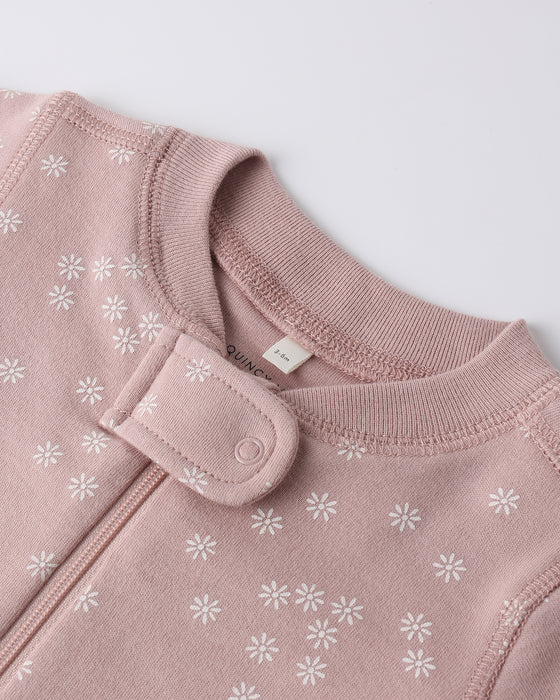 ZIP LONGSLEEVE SLEEPER MAUVE DAISY