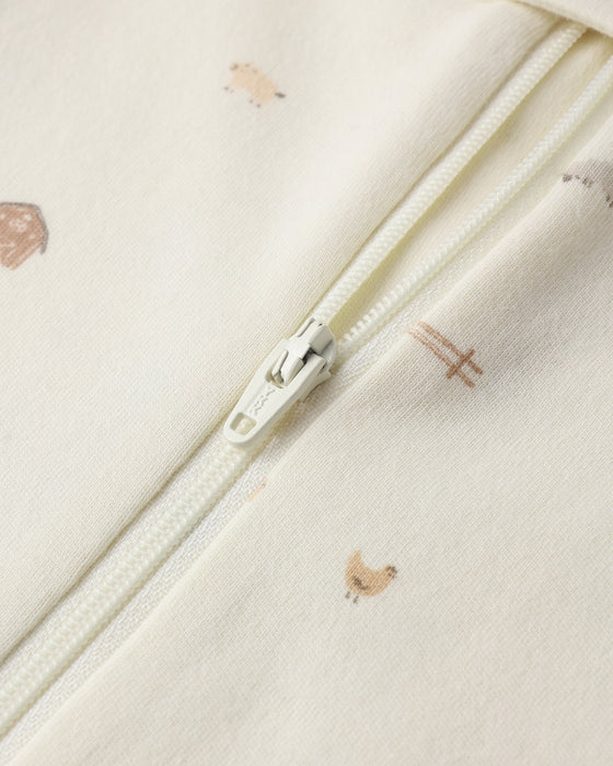 ZIP LONGSLEEVE SLEEPER FARM - IVORY