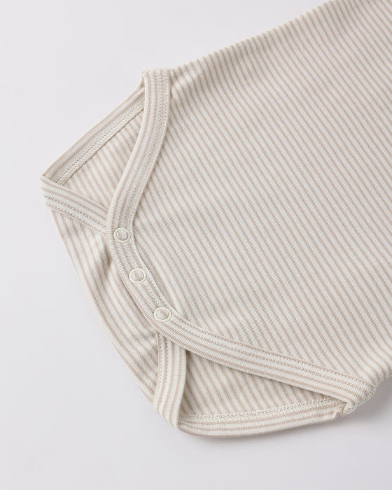 Short Sleeve Bodysuit Pack Race Car, Oat Micro Stripe - Natural-Oat