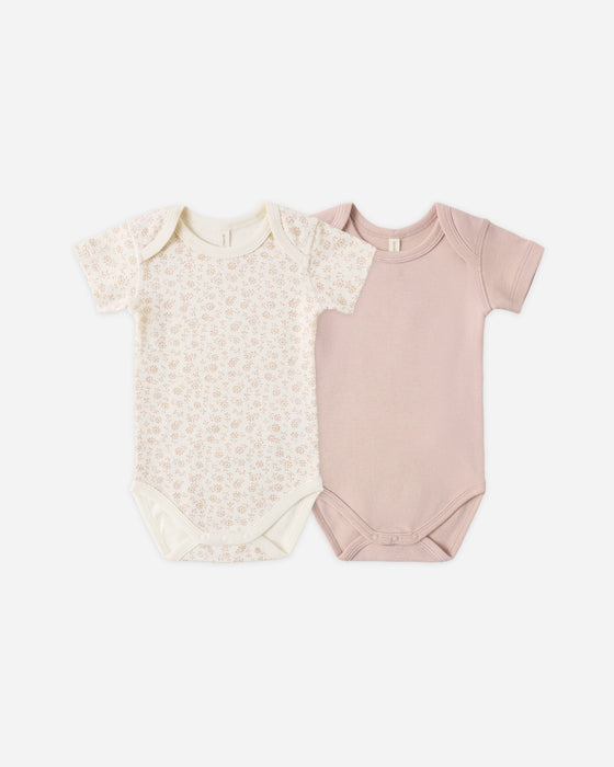 Short Sleeve Bodysuit Pack Ditsy, Blush - Ivory-Blush