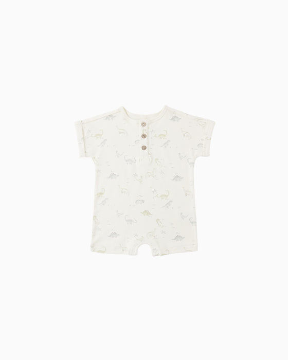 SHORT SLEEVE ONE-PIECE DINOSAUR - IVORY