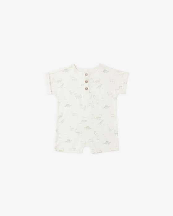 SHORT SLEEVE ONE-PIECE DINOSAUR - IVORY
