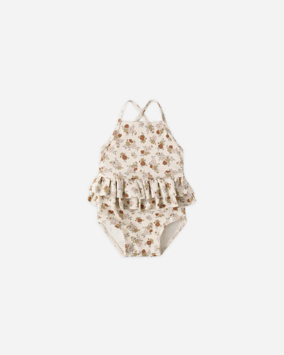 Ruffled One-Piece Swimsuit Bloom - Natural