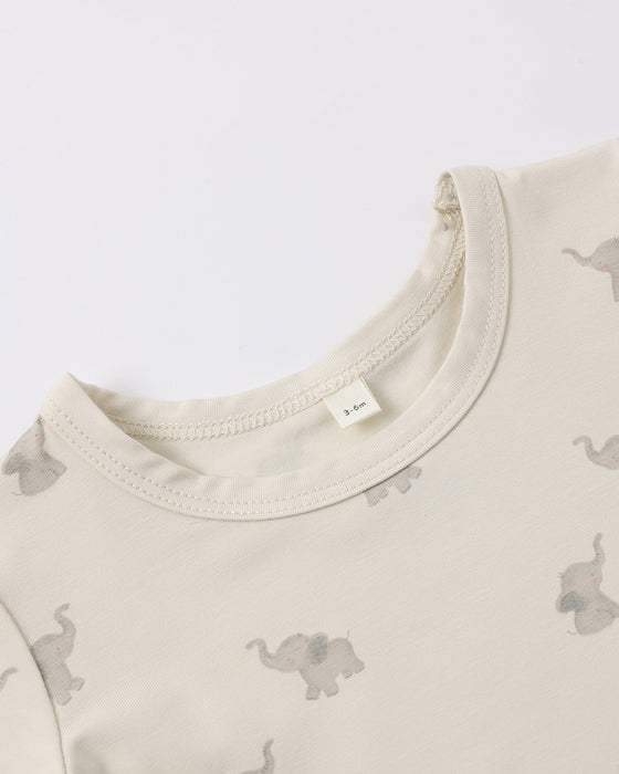 Bamboo Short Sleeve Bodysuit Elephants