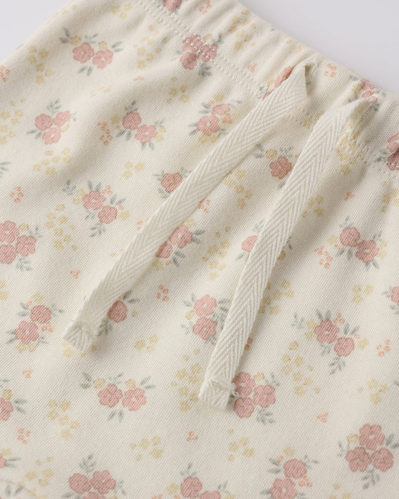 WRAP TOP + FOOTED PANT SET FLOWER FIELD - IVORY