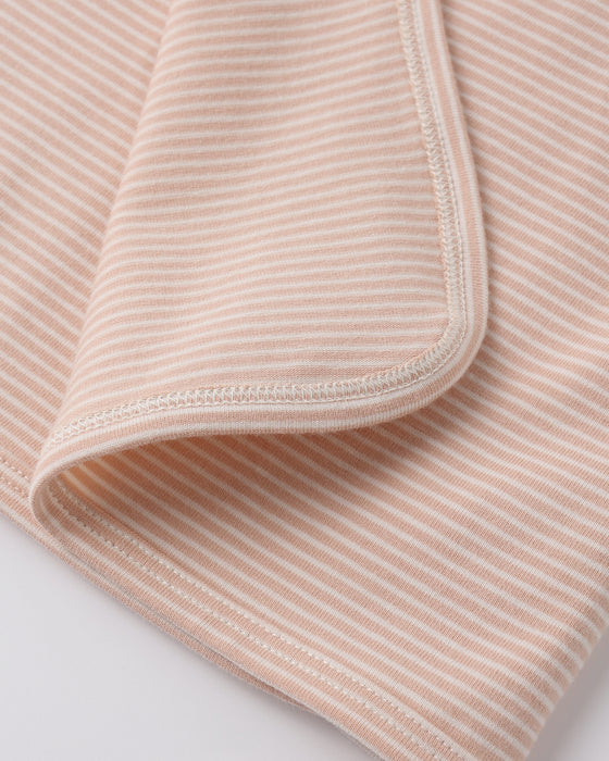 WRAP TOP + FOOTED PANT SET MELON MICRO STRIPE