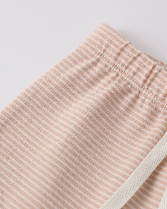 WRAP TOP + FOOTED PANT SET MELON MICRO STRIPE