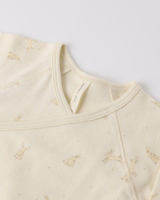 WRAP TOP + FOOTED PANT SET BUNNIES - NATURAL