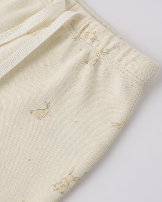 WRAP TOP + FOOTED PANT SET BUNNIES - NATURAL