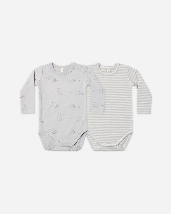Jersey Bodysuit, 2 Pack Squirrel, Cloud Stripe